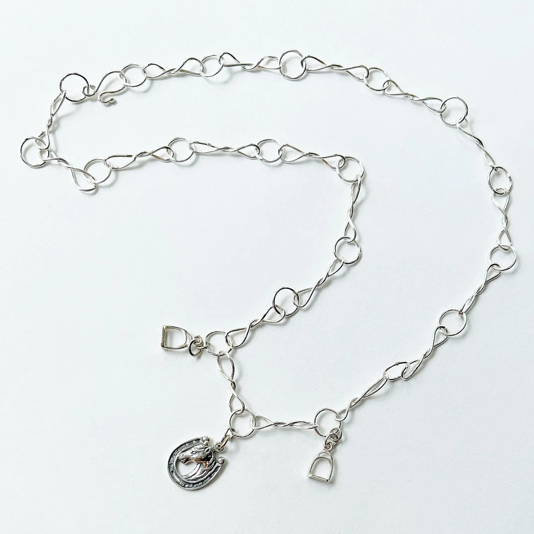Horse Bit Necklace with Horse and Lucky Horse Shoe with Stir Up Charms