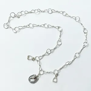 Horse Bit Necklace with Horse and Lucky Horse Shoe with Stir Up Charms
