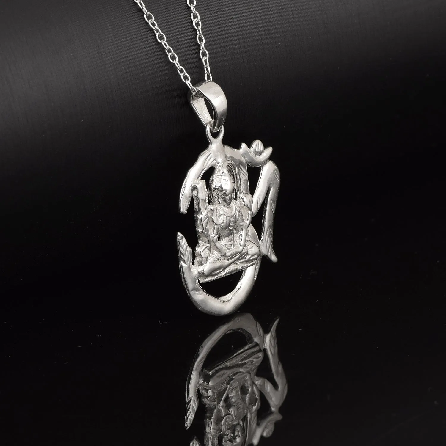 Indian Traditional Handmade Pendant 925 Sterling Silver Religious Lord Shiva Om Pendant