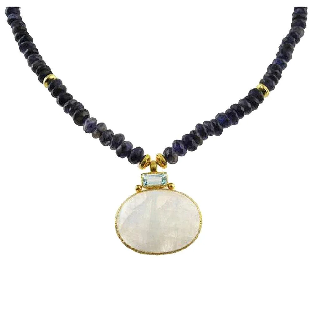 Iolite and Blue Topaz and Moonstone Necklace