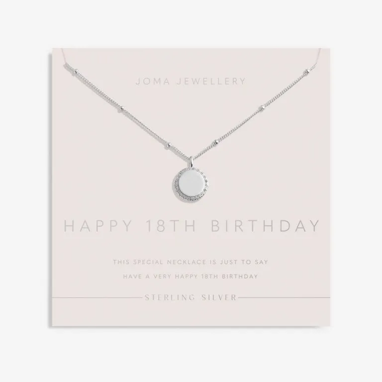 Joma Sterling Silver 18th Birthday Disc Pave Necklace