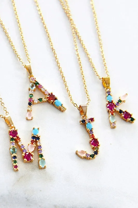 Jude Gem Initial Necklace