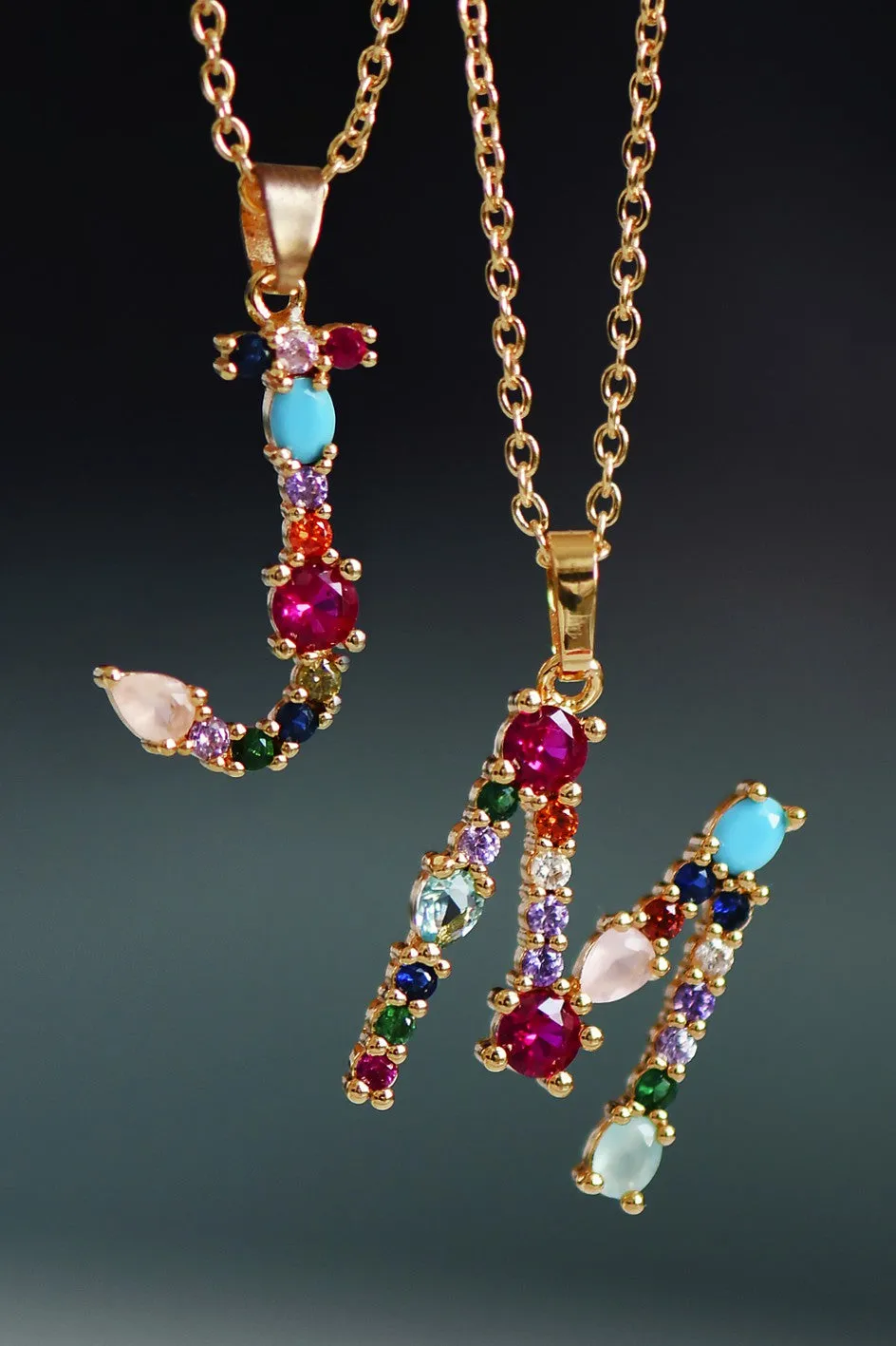 Jude Gem Initial Necklace