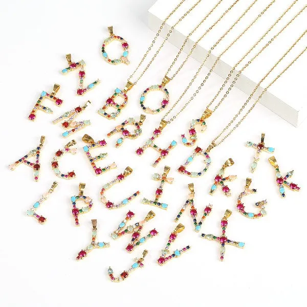 Jude Gem Initial Necklace