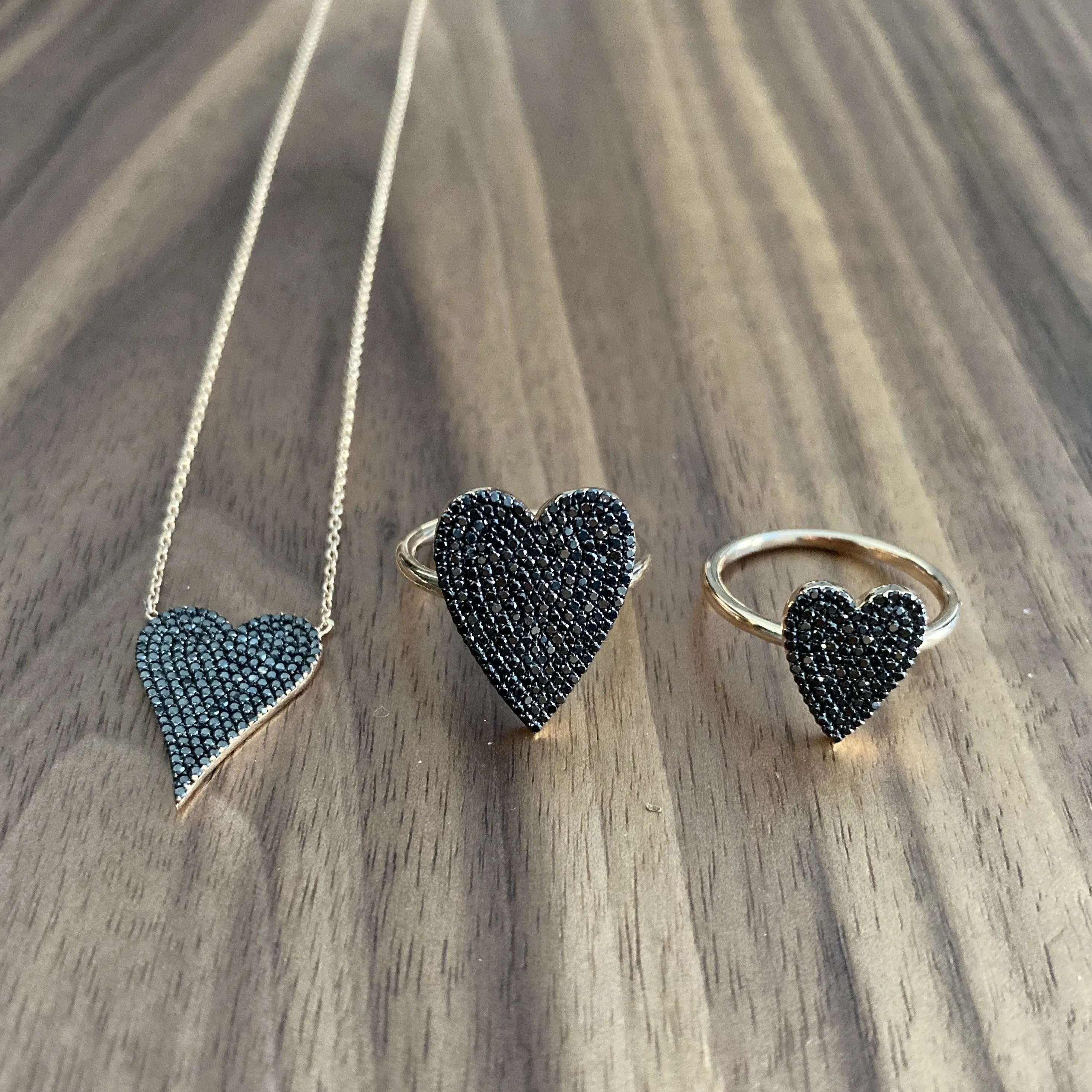 Jumbo Black Diamond Pave Heart Ring
