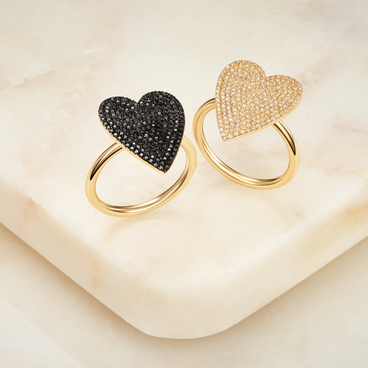 Jumbo Black Diamond Pave Heart Ring