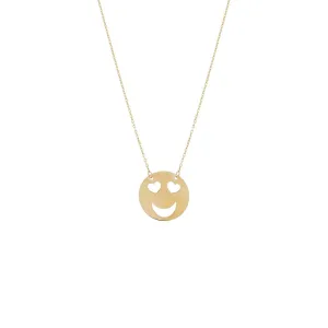 Kids Heart Eye Smiley Cutout Necklace 14K