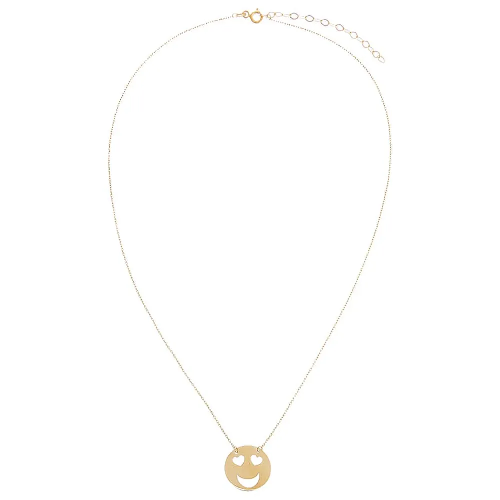Kids Heart Eye Smiley Cutout Necklace 14K
