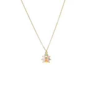 Kids Pink Enamel Ladybug Pendant Necklace 14K