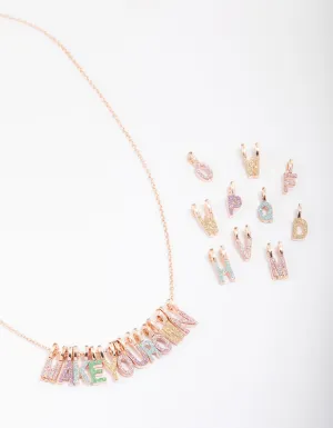 Kids Rose Gold Glitter Letter Make Your Own Necklace Charm Set