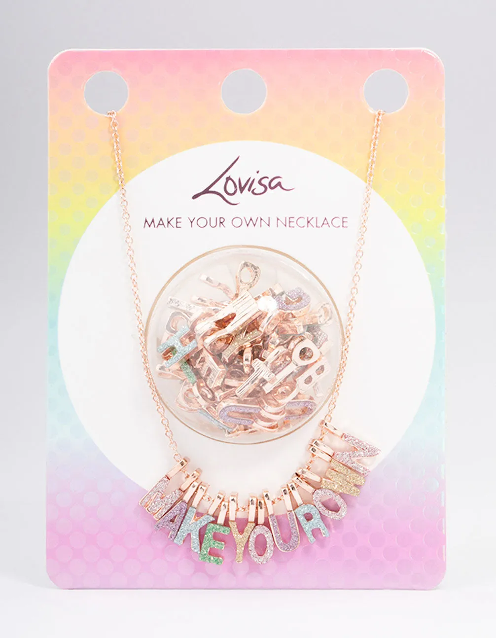 Kids Rose Gold Glitter Letter Make Your Own Necklace Charm Set