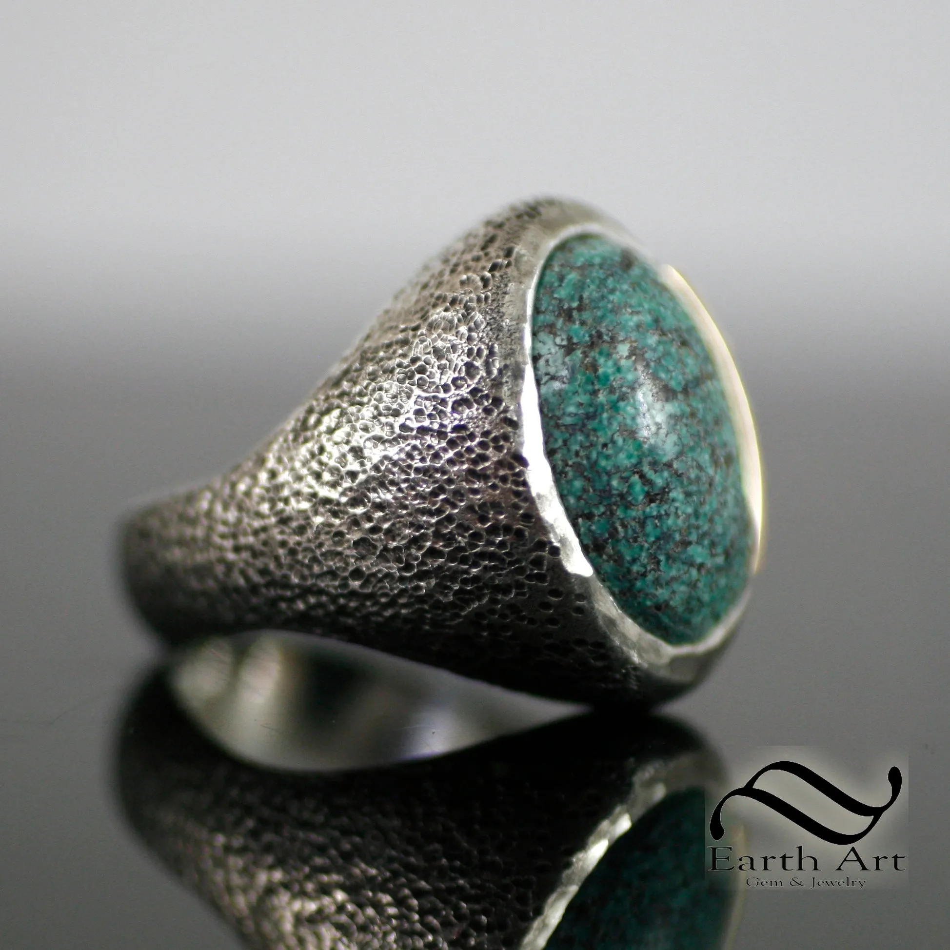 Knight's Turquoise Pauldron Ring in Sterling Silver and Bronze