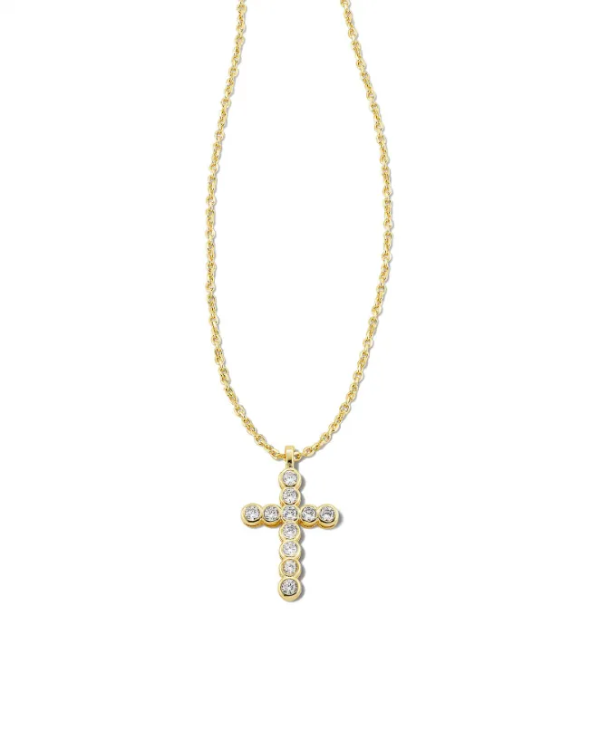 KS Crystal Cross Pendant Necklace