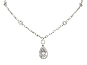 Kunzite 1.21 CTW Diamond 18 Karat White Gold Drop Necklace