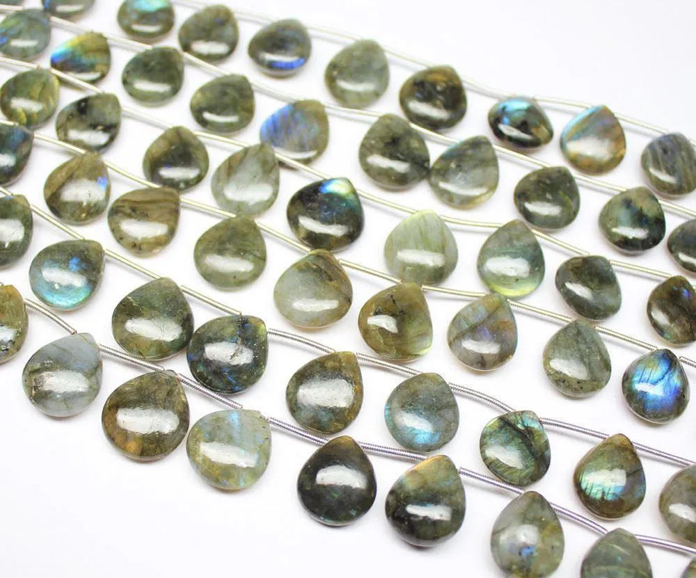Labradorite Smooth Heart Drop Jewelry Loose Gemstone Beads Strand 7" 13mm 16mm
