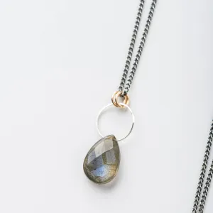 Labradorite, Sterling Silver, 14K Gold Fill Drop Necklace