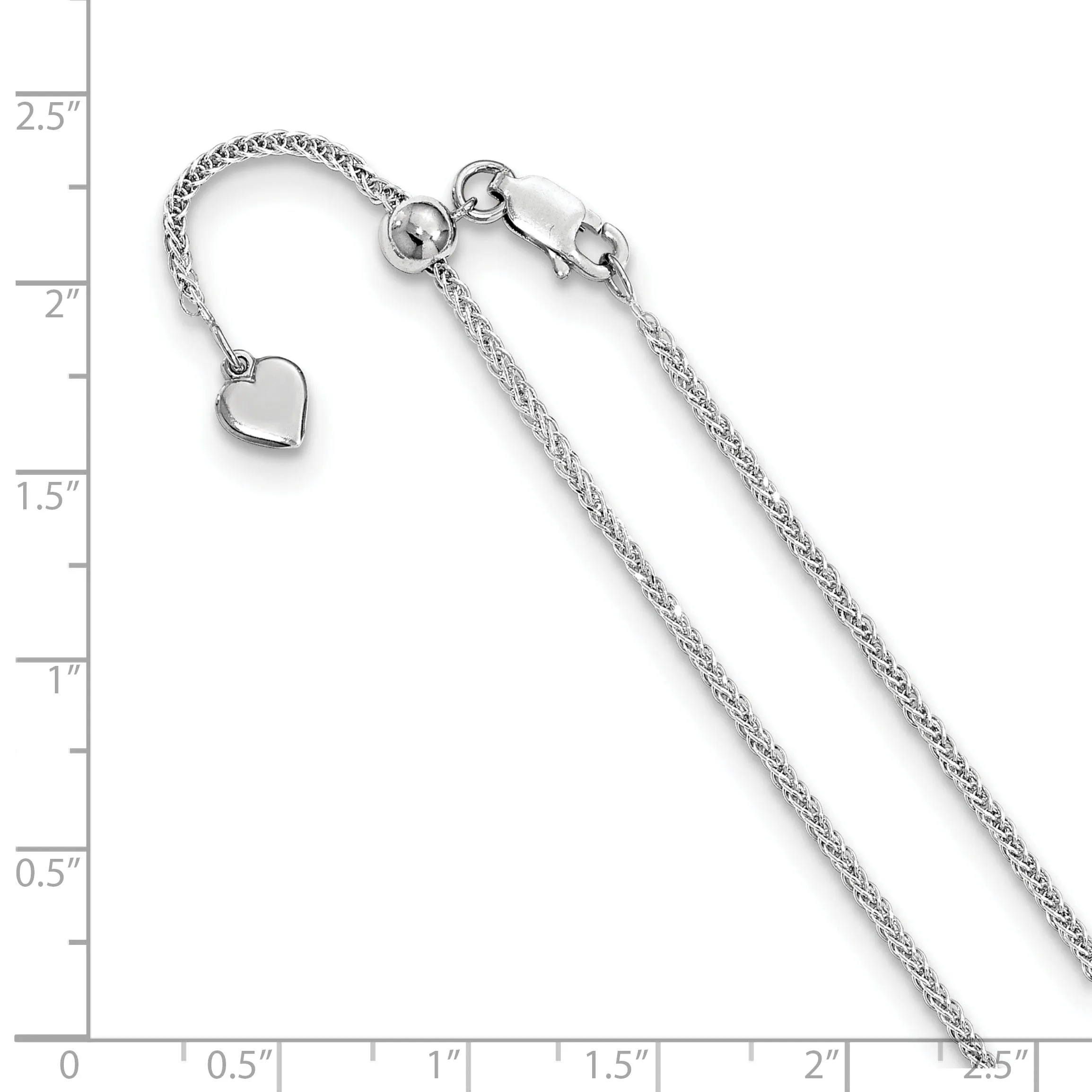Leslie Silver 1.45mm D.C Adjustable Square Spiga Chain
