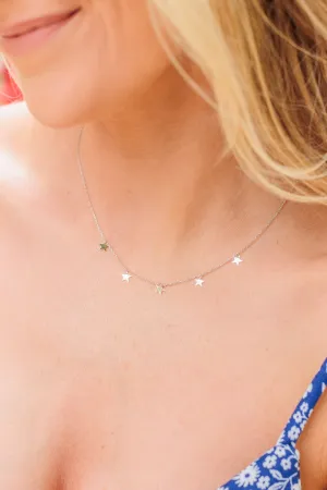 Let's Go Stargazing Chain Necklace- Silver