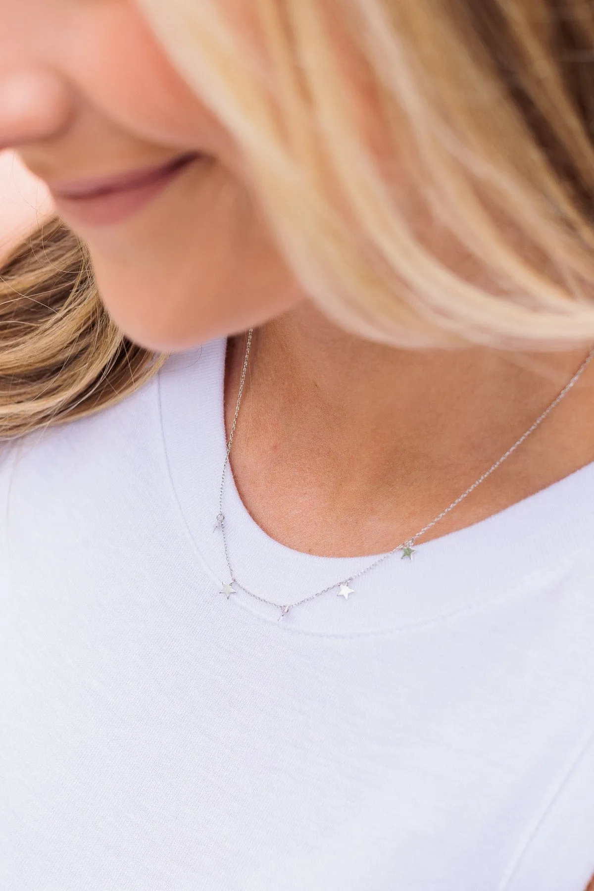Let's Go Stargazing Chain Necklace- Silver
