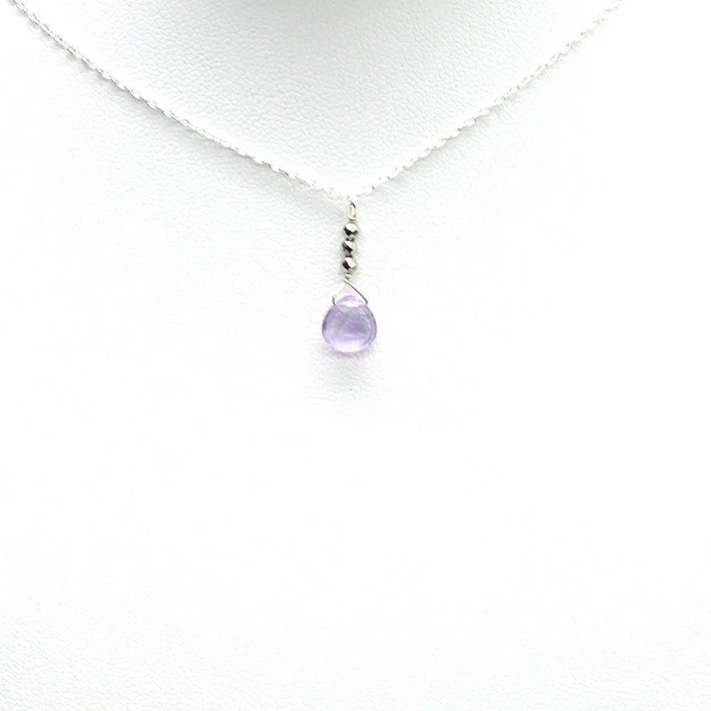 Light Amethyst Raindrop Silver Necklace