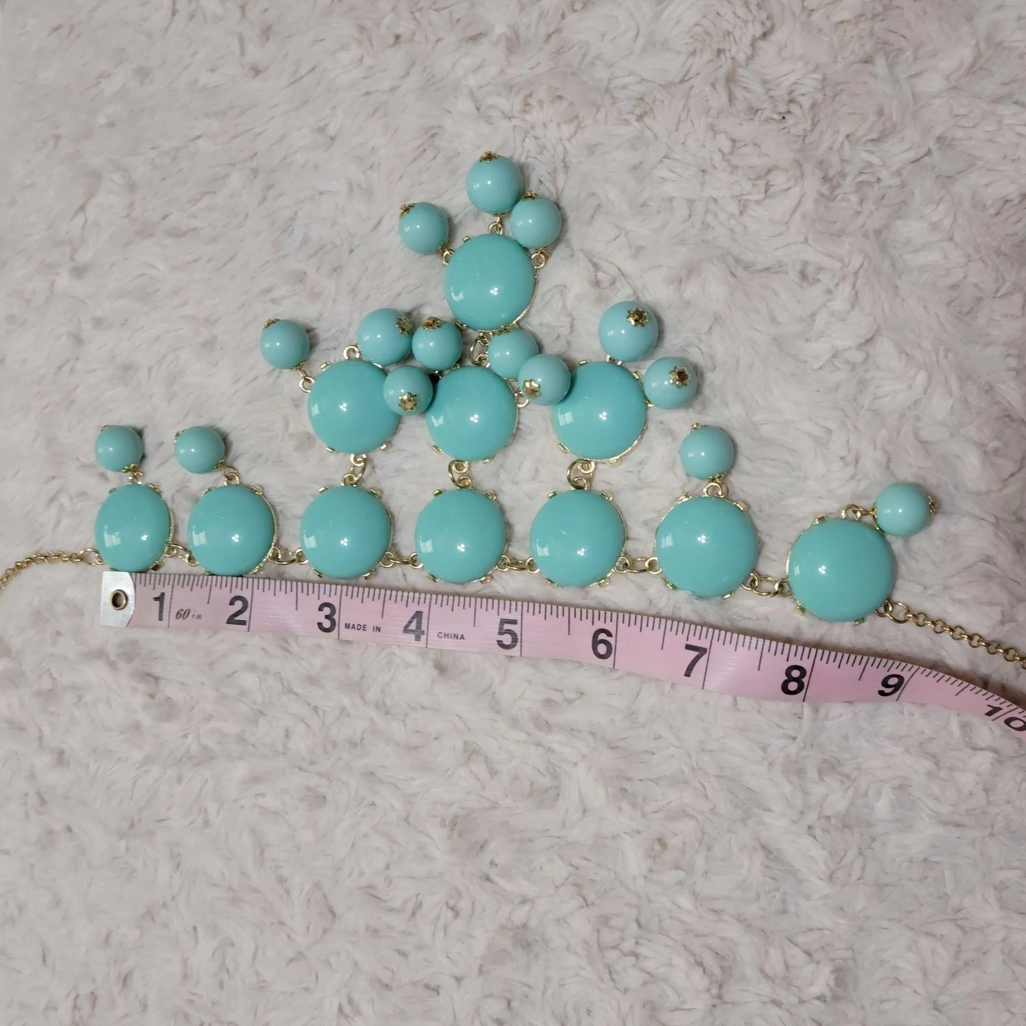 Light Blue Multi Layered Statement Necklace 26"
