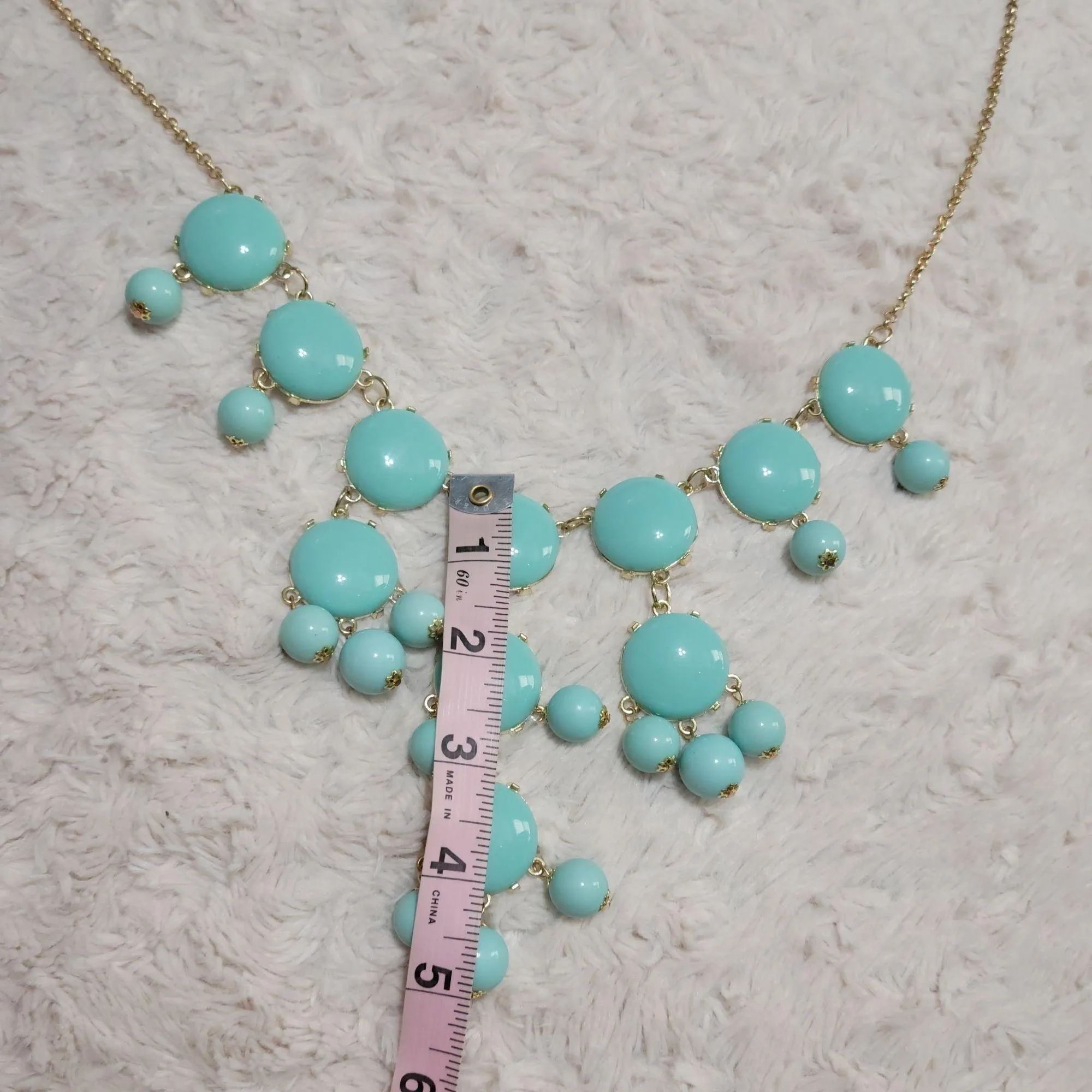 Light Blue Multi Layered Statement Necklace 26"