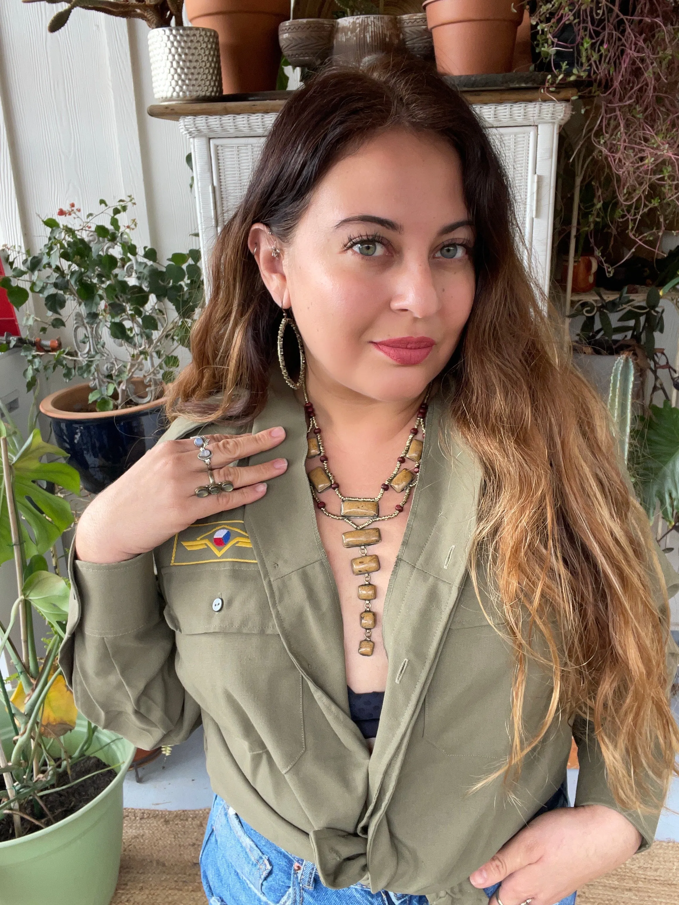 Light brown Jasper Tier Drop Vintage Necklace