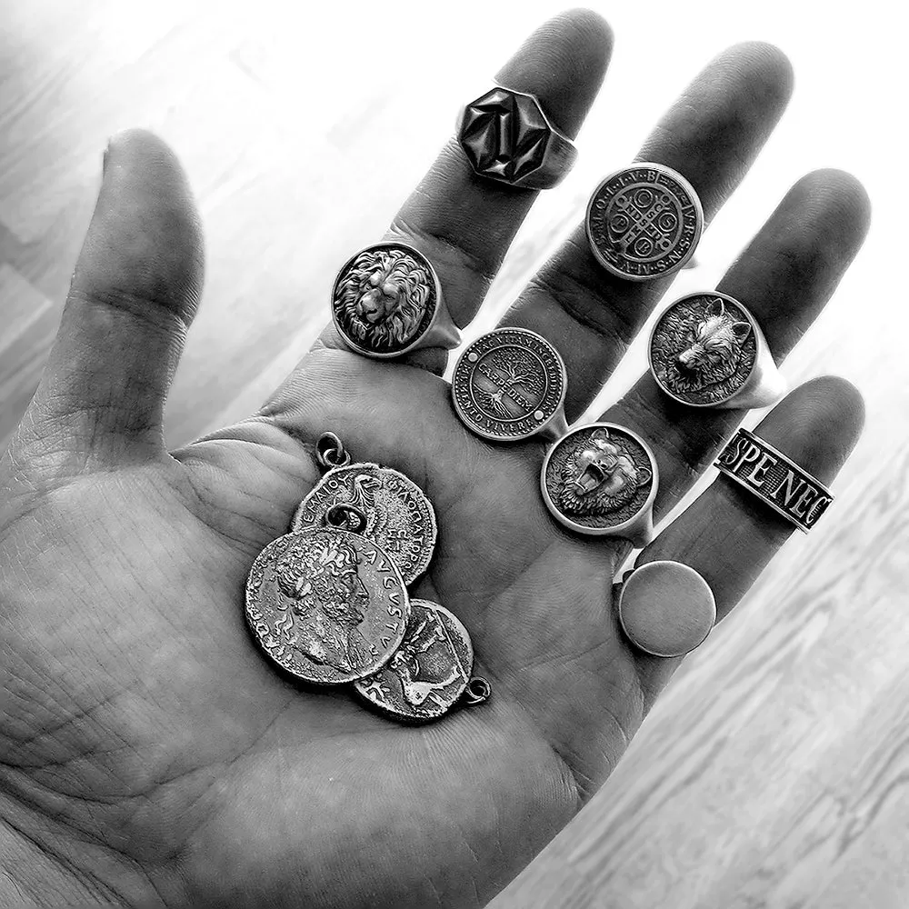 Lion Signet Ring for Men 925 Sterling Silver Handmade Jewelry