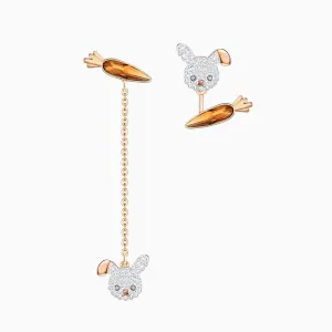 Little Bunny Multi-Colored Rose Gold Plating Pierced Earrings