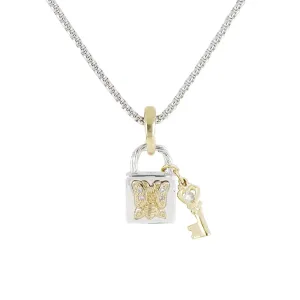 Lock & Key Butterfly “Wings to Fly” Necklace 16-18" Chain
