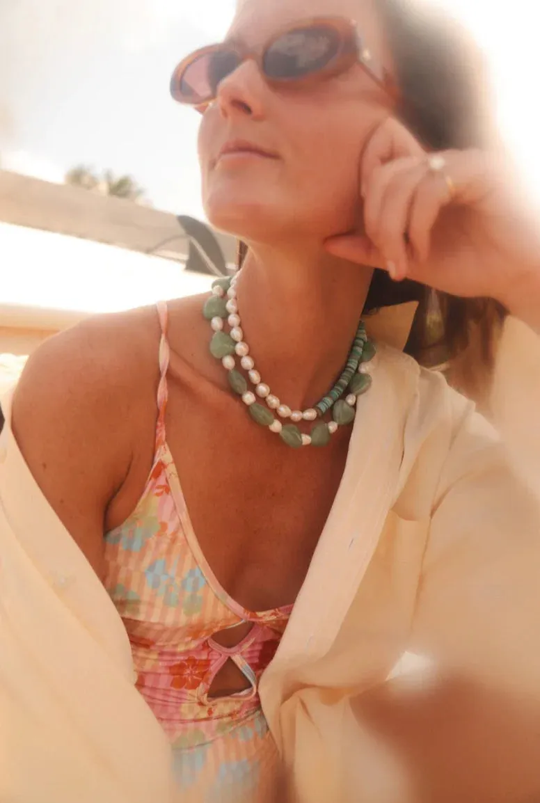 Logan Tay Aqua Heart Stone Necklace