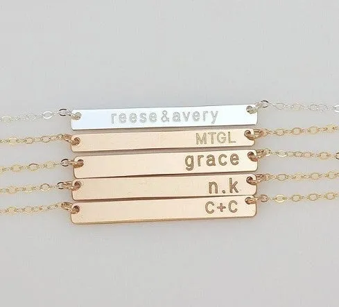 Long Skinny Bar Necklace, 1,5" Bar