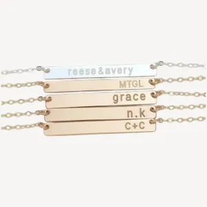 Long Skinny Bar Necklace, 1,5" Bar