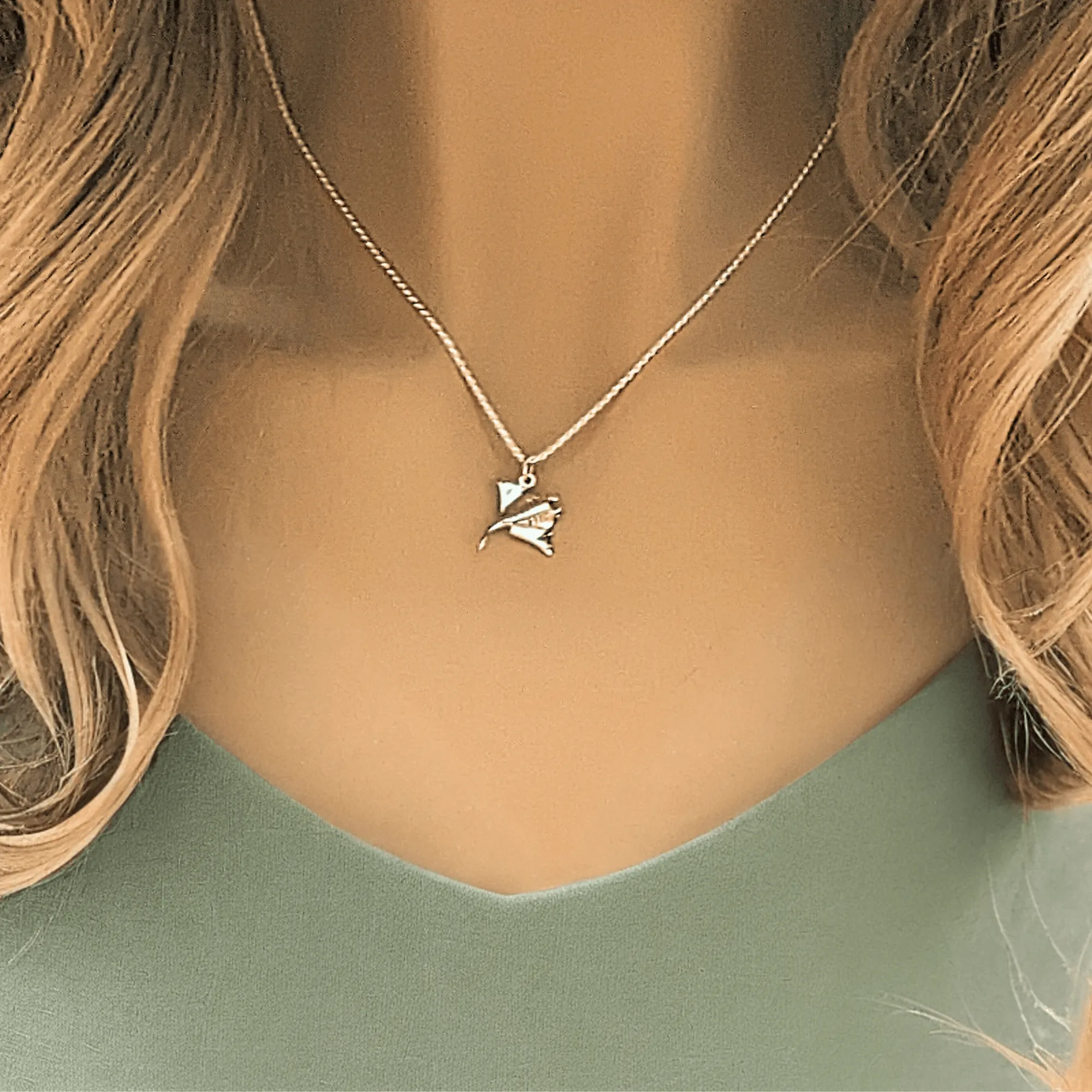 Manta Ray Pendant charm necklace, 22 inch