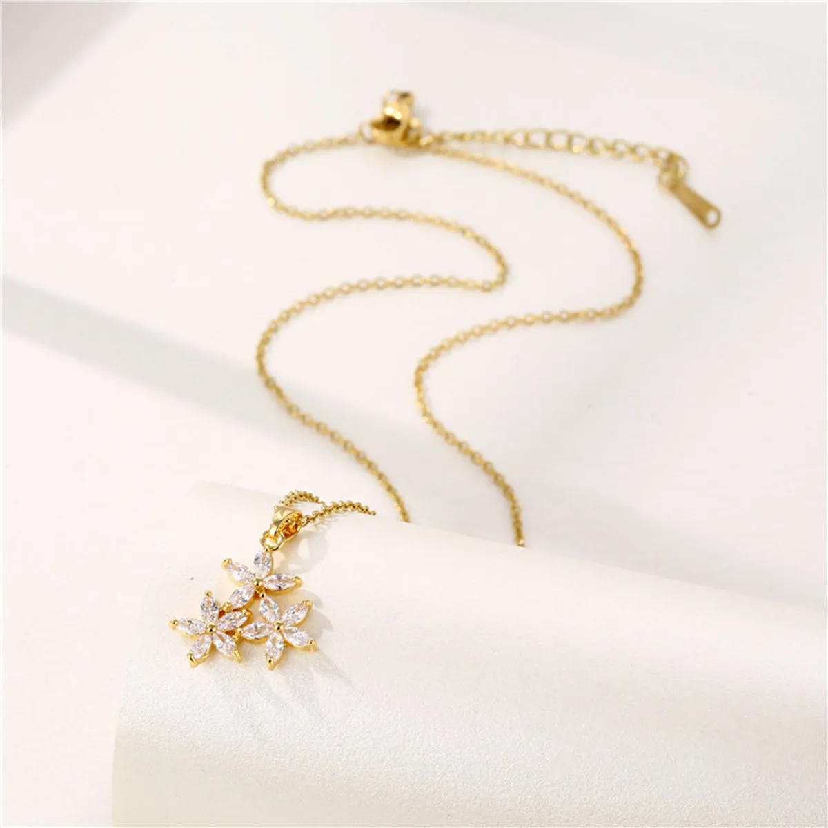Marquise Crystal & 18K Gold-Plated Floral Pendant Necklace