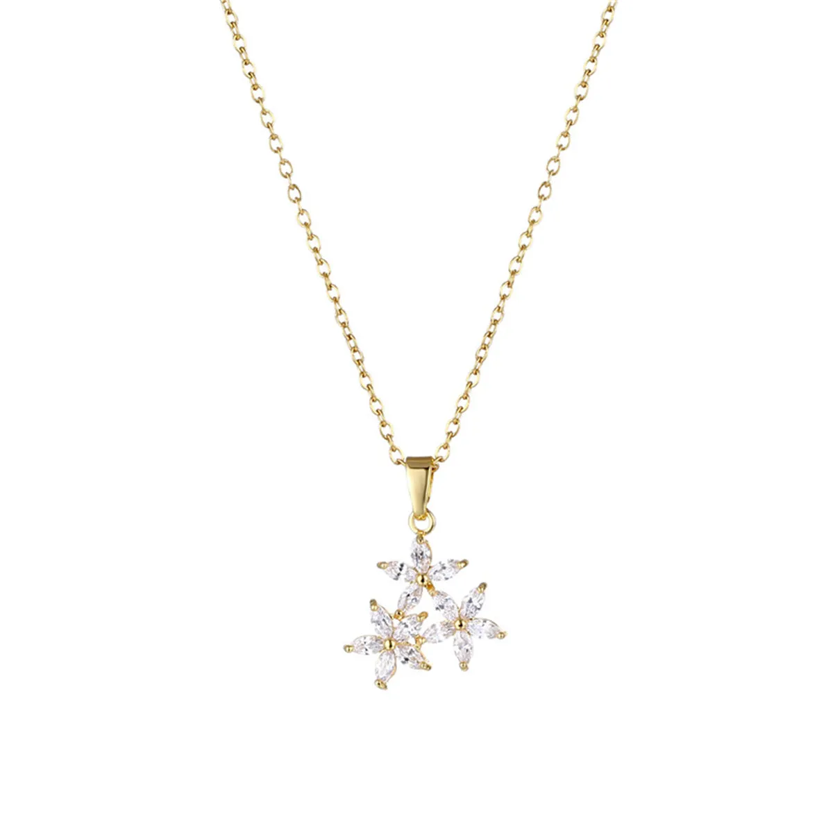 Marquise Crystal & 18K Gold-Plated Floral Pendant Necklace