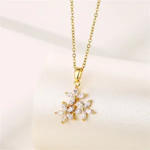 Marquise Crystal & 18K Gold-Plated Floral Pendant Necklace