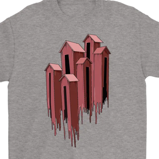 Melting Houses T-shirt, Unusual Gift Shirt, Melting Houses Shirt