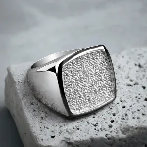 Men's Large Ring SOLID Silver Blank Square Top Wide Band