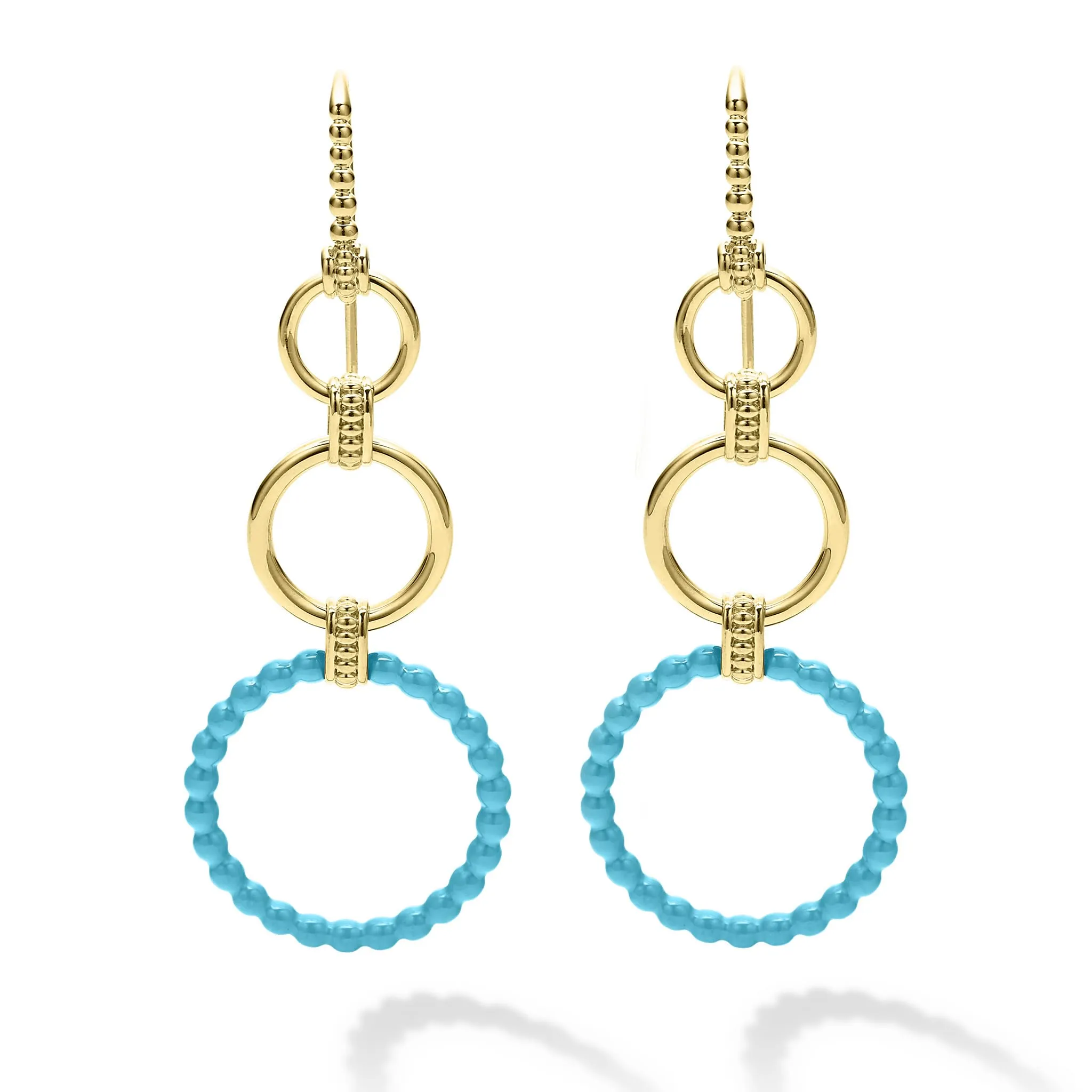 Meridian 18K Gold and Blue Ceramic Circle Drop Earrings