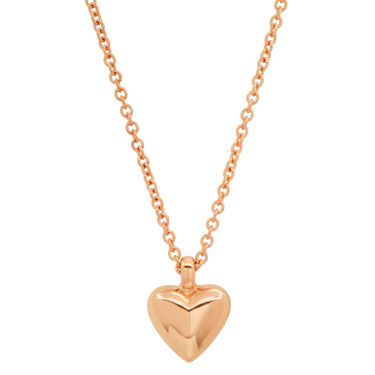 Mini Diamond and Gold Puffy Heart Necklace