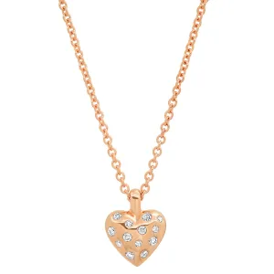 Mini Diamond and Gold Puffy Heart Necklace