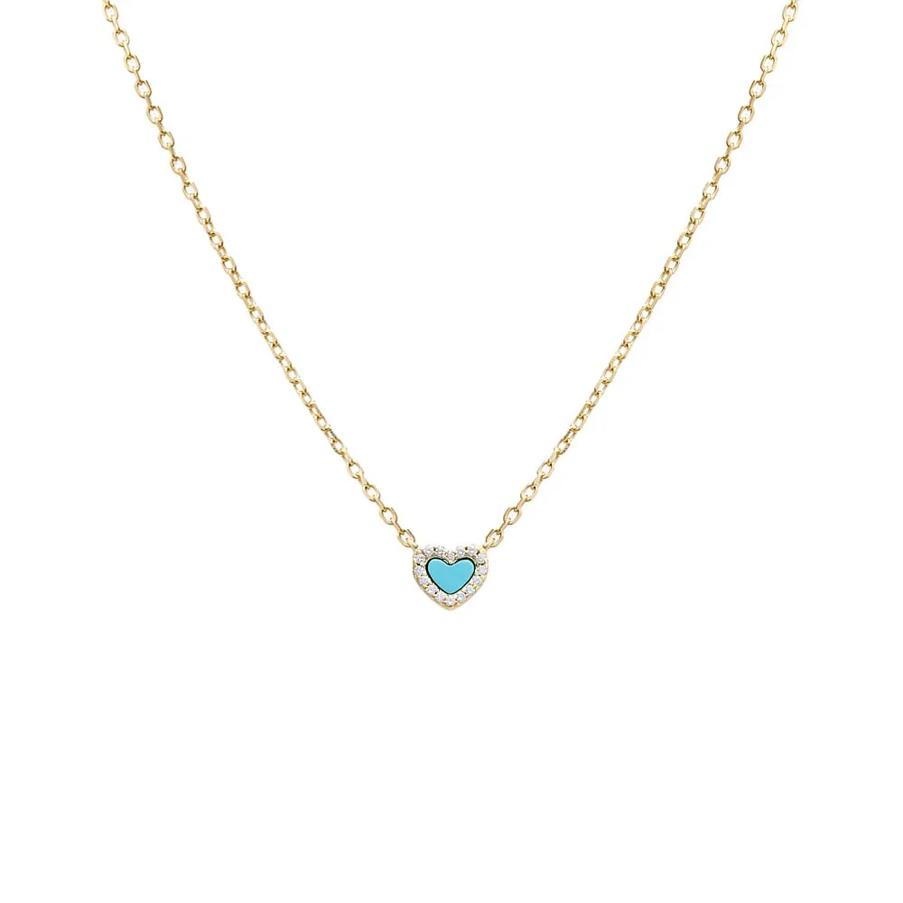 Mini Pave Colored Gemstone Pendant Necklace