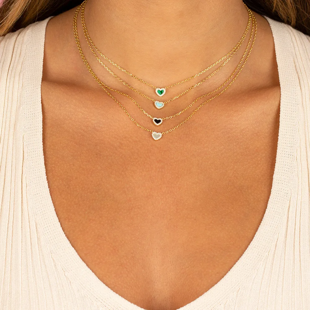 Mini Pave Colored Gemstone Pendant Necklace
