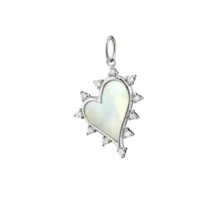 Monica Rich Kosann Sterling Silver Midi Mother of Pearl Heart Charm Necklace