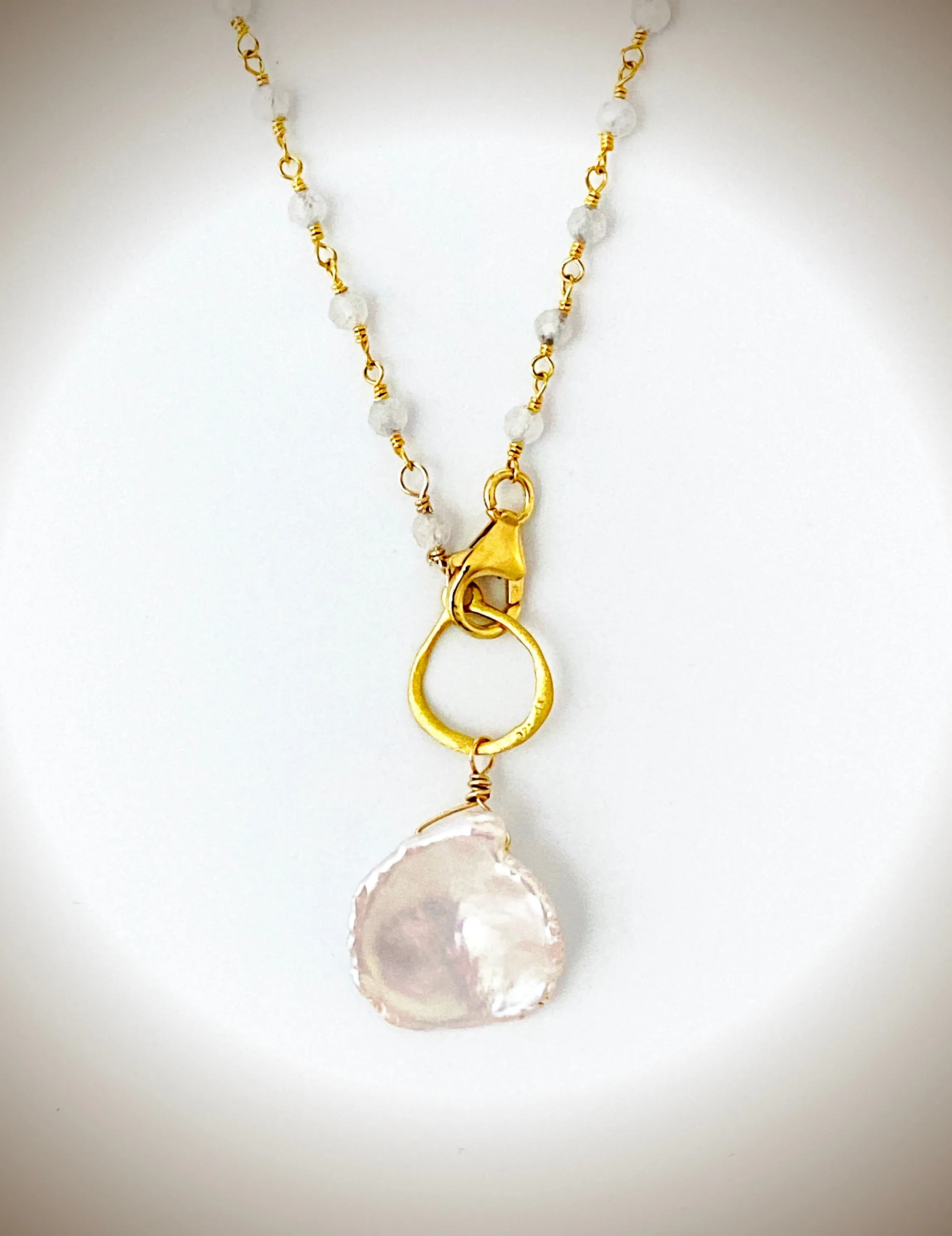 Moonstone and Keshi Pearl Necklace