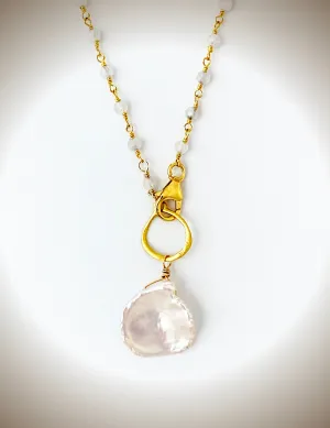 Moonstone and Keshi Pearl Necklace