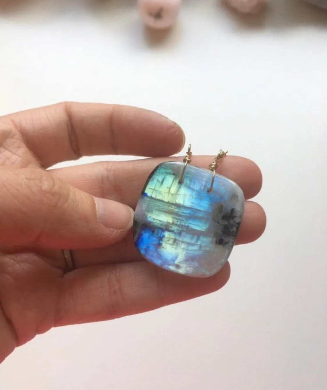 Moonstone Pendant Necklace Gold Fill