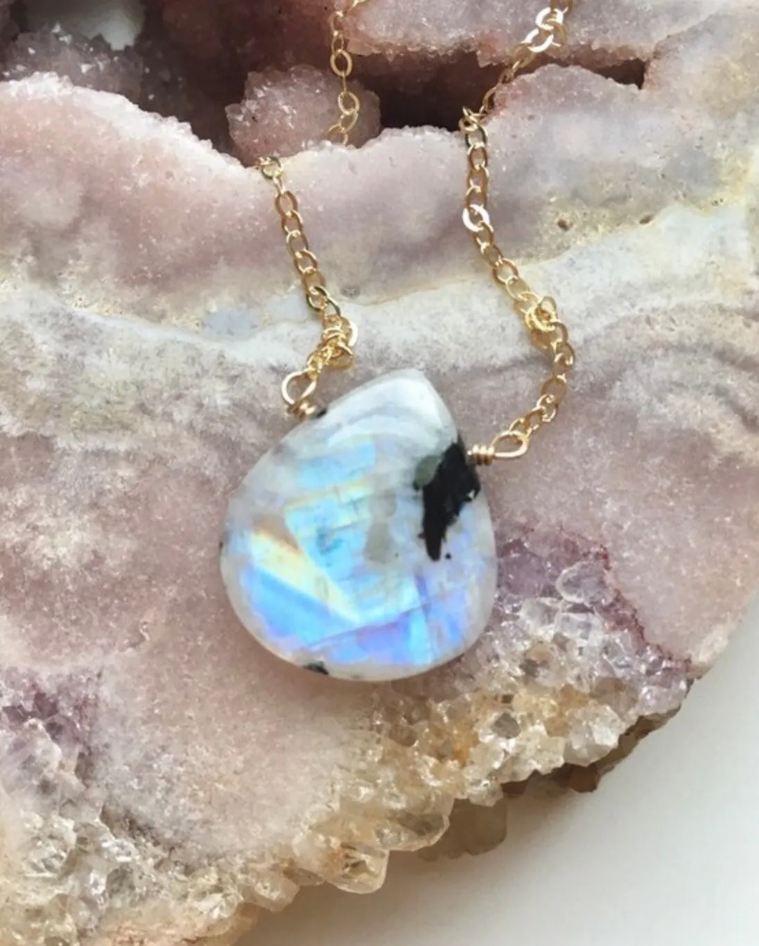 Moonstone Pendant Necklace Gold Fill