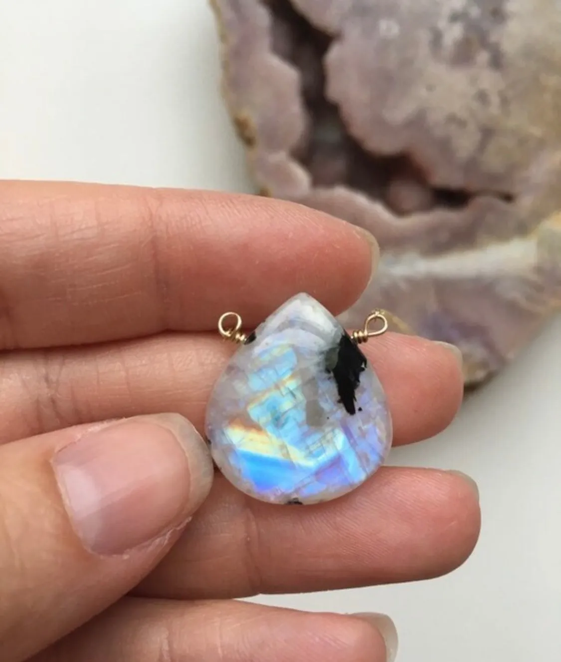 Moonstone Pendant Necklace Gold Fill